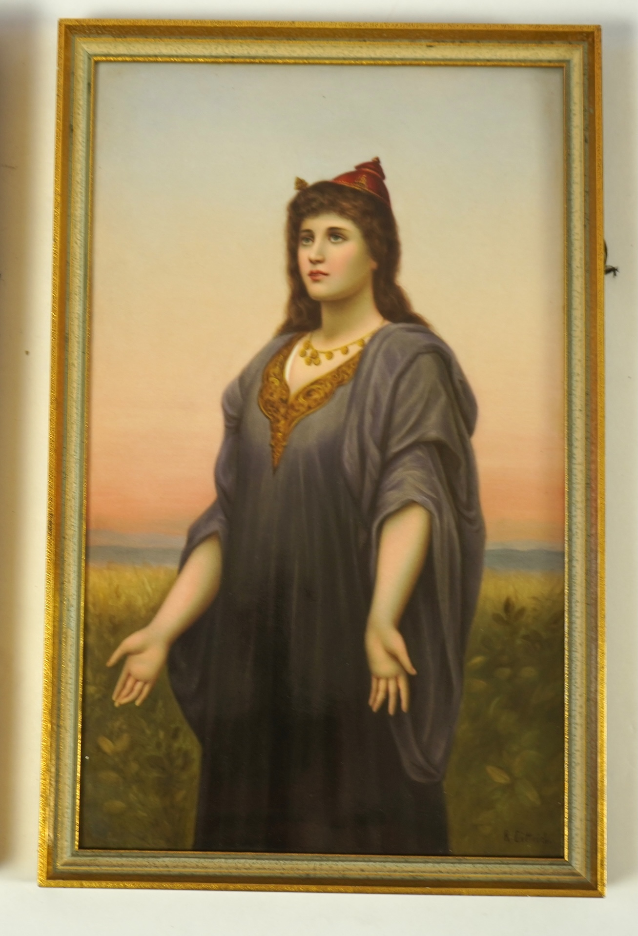 A pair of KPM Berlin porcelain plaques; Ruth and Esther
